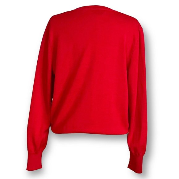 Valentino Womens Red Cardigan Sz M Vintage 80s Luxury Wool Knit Blouson Sweater - Picture 6 of 9